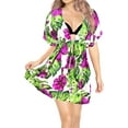 thumbnail image 1 of LA LEELA Women's Beachwear Summer Swim Beach Dress Cover ups for Swimwear Women Short Fall Swimsuit Coverups Tops XL-XXL White, Monstera Hibiscus, 1 of 6