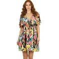 thumbnail image 1 of LA LEELA Women's Beachwear Summer Swim Beach Dress Cover ups for Swimwear Women Short Fall Swimsuit Coverups for Women Tops XL-XXL Multicolor, Floral, 1 of 5