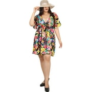 LA LEELA Women's Beachwear Summer Swim Beach Dress Cover ups for Swimwear Women Short Fall Swimsuit Coverups for Women Tops XL-XXL Multicolor, Floral
