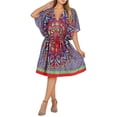 thumbnail image 1 of LA LEELA Women's Beachwear Swimsuit Coverups for Women Summer Swim Beach Cover ups for Swimwear Women Plus Size Bathing Suit Cover-up Dress 2X-3X Blue, Mandala, 1 of 5