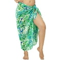thumbnail image 1 of LA LEELA Women's Bikini Beach Wrap Swimwear Cover up Bathing suit Summer Wraps Swimsuit Sarong Skirts for Women One Size Blue, Leaves, 1 of 5