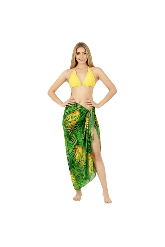 Women's Bikini Beach Wrap Swimwear Cover up Bathing suit Summer Wraps Swimsuit Sarong Skirts for Women One Size Emerald, Leaves