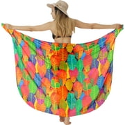 LA LEELA Womens Bikini Beach Wrap Swimwear Cover up Bathing suit Summer Wraps Swimsuit Sarong Skirts for Women One Size Orange, Allover Leaves