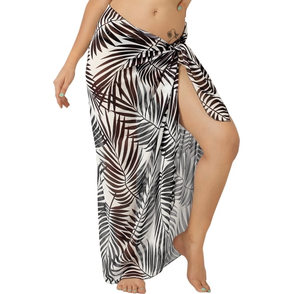 LA LEELA Women's Bikini Cover ups Swimsuit Beach Sarong One Size Black, Leaves