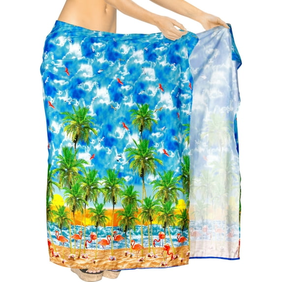 LA LEELA Women's Bikini Skirt Sarong Swimwear Cover up Summer Wraps Swimsuit Beach Wrap Coverups for Women One Size Arctic, Flamingo Beach