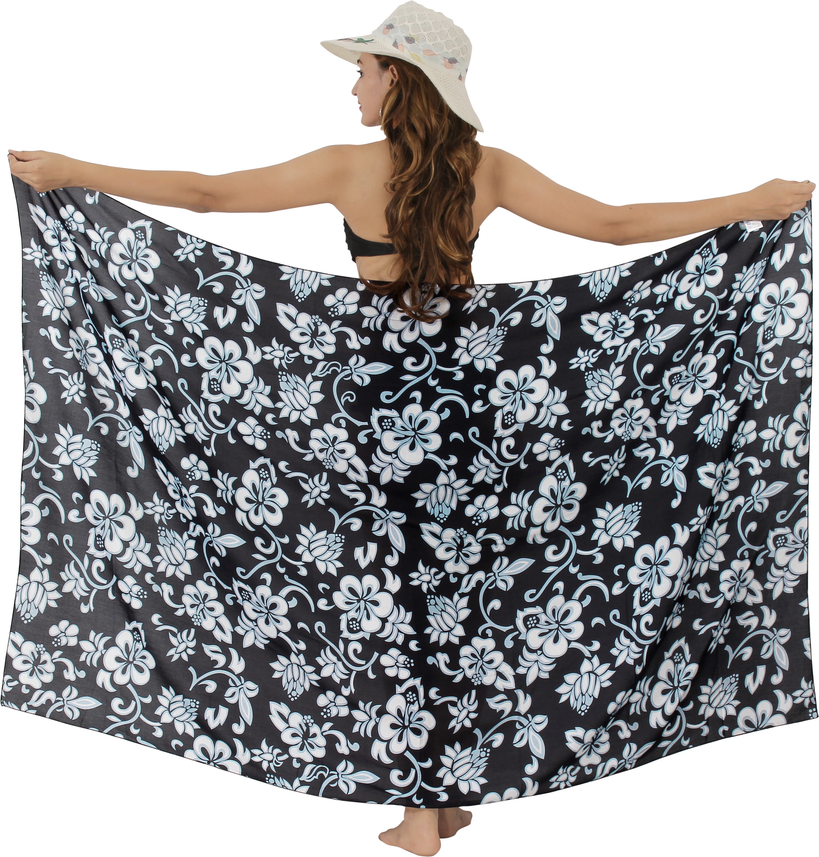 LA LEELA Women's Sarong Beach Cover Up - Hand Painted Rayon Wrap Skirt, Plus Size