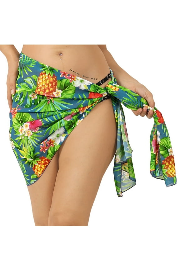 Women's Bikini Wraps Beach Wrap Sarong Swimwear Cover up Skirt Bathing suit Swimsuit Pareo for Women One Size Navy, Floral