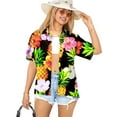 thumbnail image 1 of LA LEELA Women's Button Down Blouses Floral Summer Beach Party Blouse Shirt Short Sleeve Vacation Dress Tops Tee Hawaiian Shirts Tank Top Women S Pineapple, Multicoloured, 1 of 5