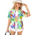 thumbnail image 1 of LA LEELA Women's Casual Beach Blouse Shirt Blouses Short Sleeve Button Down Dress Tops Tee Hawaiian Shirts for Women S Leaves, Multicoloured, 1 of 4