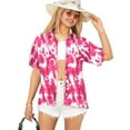thumbnail image 1 of LA LEELA Women's Casual Beach Hawaiian Blouse Shirt Dressy Blouses Button Up Short Sleeve Dress Tops Tee Shirts T Shirts for Women XL Tie Dye Leaves, Autumn Pink, 1 of 5