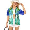 thumbnail image 1 of LA LEELA Women's Casual Beach Hawaiian Blouse Shirt Tropical Blouses Button Up Short Sleeve Dress Tops Tee Shirts Dresses for Women S Tall Branch, Blue, 1 of 5
