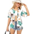 thumbnail image 1 of LA LEELA Women's Casual Beach Hawaiian Blouses Shirt Cute Blouse Short Sleeve Button Up Dress Tops Tee Shirts Tank Top Women S Monstera Leafs, Multicoloured, 1 of 4