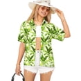 thumbnail image 1 of LA LEELA Women's Casual Beach Hawaiian Blouses Shirt Dressy Blouse Short Sleeve Button Up Dress Tops Tee Shirts T Shirts for Women M Banana Leaves, Autumn Green, 1 of 5