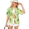 thumbnail image 1 of LA LEELA Women's Casual Beach Short Sleeve Blouse Shirt Blouses Button Down Dress Tops Tee Hawaiian Shirts for Women L Cockatoo, White, 1 of 4