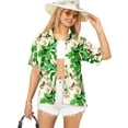 thumbnail image 1 of LA LEELA Women's Casual Beach Short Sleeve Blouse Shirt Blouses Button Down Dress Tops Tee Hawaiian Shirts for Women XXL Tropical, Green, 1 of 5