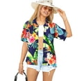 thumbnail image 1 of LA LEELA Women's Casual Beach Short Sleeve Blouse Shirt Luau Party Blouses Button Up Dress Tops Tee Shirts Hawaiian T Shirt for Women S Hibiscus Floral, Blue, 1 of 5