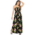 thumbnail image 1 of LA LEELA Women's Casual Slit Maxi Strapless Dresses Summer Tube Dress One Size Black, Floral, 1 of 5
