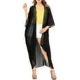 thumbnail image 1 of LA LEELA Women's Chiffon Summer Beach Open Front Holiday Kimono Beachwear Duster Cardigans 3X-4X Black, Solid, 1 of 5