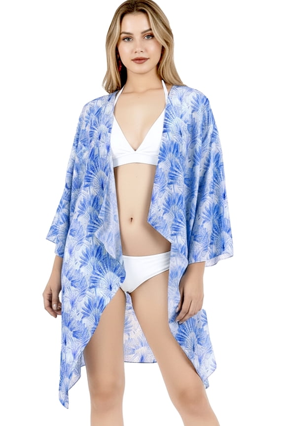 Women's Duster Cardigans Vintage Open Front Kimono L-XL Royal, Leaves