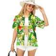 thumbnail image 1 of LA LEELA Women's Floral Beach Hawaiian Blouses Shirt Dressy Blouse Short Sleeve Button Down Dress Tops Tee Shirts T Shirts for Women M Tropical Floral, White, 1 of 5