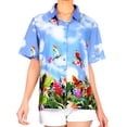 thumbnail image 1 of LA LEELA Women's Floral Beach Hawaiian Blouses Shirt T-Shirt Blouse Short Sleeve Button Up Dress Tee Shirts Tops for Women S Cockatoos, Blue, 1 of 4