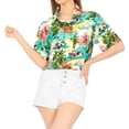 thumbnail image 1 of LA LEELA Women's Funky Aloha Beach Blouse Short Sleeve Tops Tropical Hawaiian Shirts for Women M Hawaii Party, Autumn Green, 1 of 5