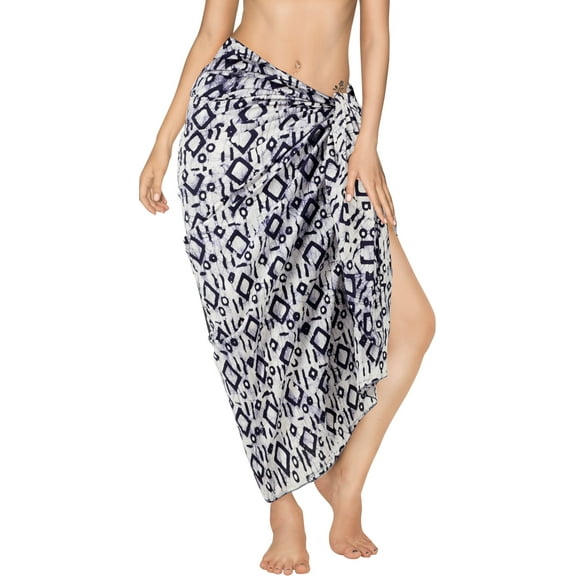 LA LEELA Women's High Waist Tie Sarongs Long Cover Ups One Size Space, Geometric