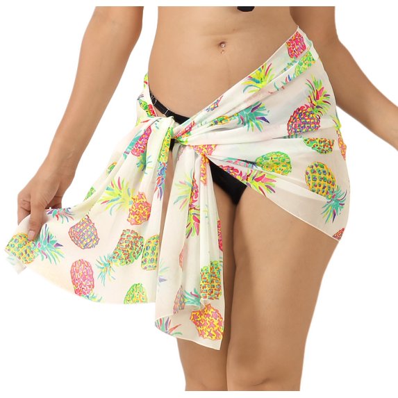 LA LEELA Women's Sarong Bikini Skirt Swimwear Cover up Bathing suit Summer Wraps Swimsuit Beach Wrap Coverups for Women One Size Rainbow, Pineapple