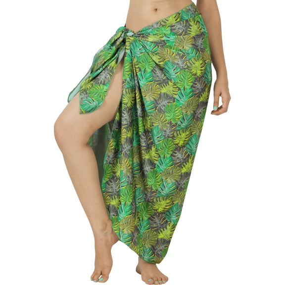 LA LEELA Women's Sarong Bikini Wraps Cover up Skirt Wrap Bathing suit Swimwear Swimsuit Beach Coverup for Women One Size Fern, Leaves