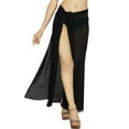 thumbnail image 1 of LA LEELA Women's Semi Sheer Sarong Swimwear Cover Up Summer Split Wrap Skirt Bikini Cover-Ups S Black, Plain, 1 of 5