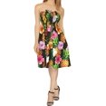 thumbnail image 1 of LA LEELA Women's Summer Boho Halter Smocked Mini Flowy Beach Dress Tube Top Strapless Dresses for Women One Size Multi, Pineapple Floral, 1 of 3