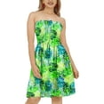 thumbnail image 1 of LA LEELA Women's Summer Boho Halter Smocked Mini Flowy Beach Dress Tube Top Strapless Dresses for Women One Size Tropical, Leaves, 1 of 5
