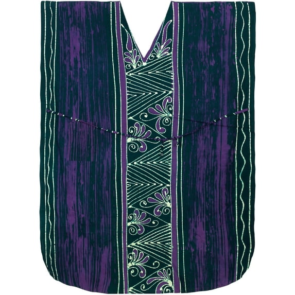 LA LEELA Women's Summer Pocket Nightgown Batik Caftan for Womens Sleepwear Long House Loungewear Dashiki Dress for Women Plus Size 2X-3X Grape, Geometric