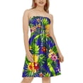 thumbnail image 1 of LA LEELA Women's Summer Smocked Mini Flowy Beach Tube Dress One Size Royal, Tropical, 1 of 4