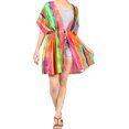 thumbnail image 1 of LA LEELA Women's Summer Tropical Beach Loose Casual Kimono Tops Beachwear Duster Cardigan Cover up Kimonos for Women 2X-3X Carol, Vertical Stripes, 1 of 4
