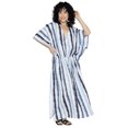 thumbnail image 1 of LA LEELA Women's Summer Vacation Swimwear Cover Up Beach Bikini Kaftan Regular Fit Beachwear Dress Bathing Suit Caftan 2X-3X Grey Stripes, 1 of 4