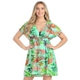thumbnail image 1 of LA LEELA Women's Swimsuit Coverups Summer Cover ups for Swimwear Women Beach for Bathing Suit Bikini Dress Beachwear Cover up for Women M-L Cyan, Leaves, 1 of 5