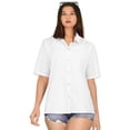 thumbnail image 1 of LA LEELA Women's Tops Short Sleeve Button Down Collared Casual Shirts Blouses for Women L White, Solid, 1 of 4