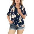 thumbnail image 1 of LA LEELA Women's Tropical Blouse Dress Shirt Button Down Short Sleeve Beach Tops Hawaiian Shirts for Women XL Floral, Navy Blue, 1 of 6