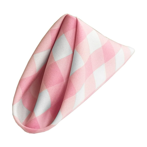 LA Linen 1818check-Pk10-PinkK37 Gingham Checkered Napkins, White & Pink - 18 x 18 in. - Pack of 10