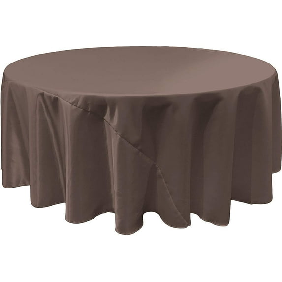 LA Linen Bridal Satin Round Tablecloth, 132-Inch, Charcoal