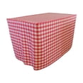 thumbnail image 1 of LA Linen Fitted Checkered Tablecloth 48 by 24 by 30-Inch, Coral/White, 1 of 1