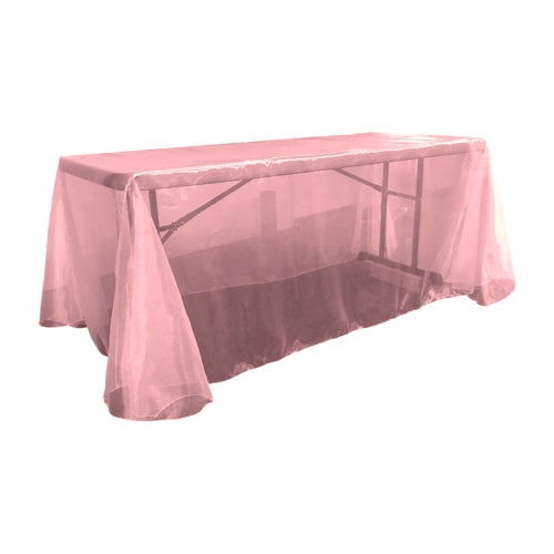 la linen sheer organza rectangular tablecloth, pink hot, 60 by 126"