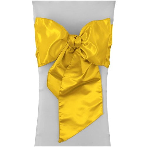 LA Linen Bridal Satin Chair Bow Sashes (Set of 10)