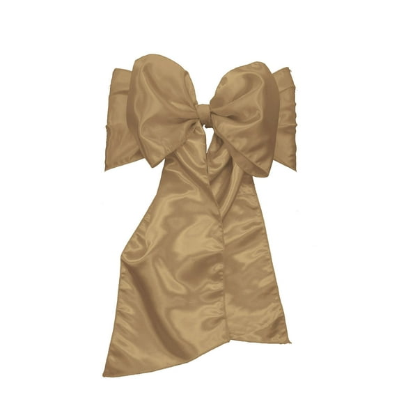 LA Linen Bridal Satin Chair Bows Sashes, 7 by 108-Inch, Taupe, 10-Pack