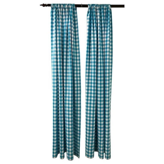 LA Linen Pack 2 Polyester Gingham Checkered Backdrop, 58 by 96-Inch,Turquoise/White