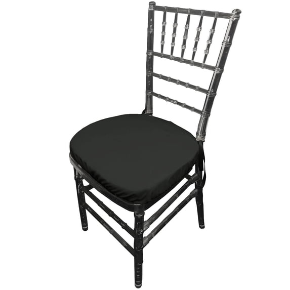 LA Linen Pack-4 Polyester Poplin Chiavari Chair Cushion Cover , Black
