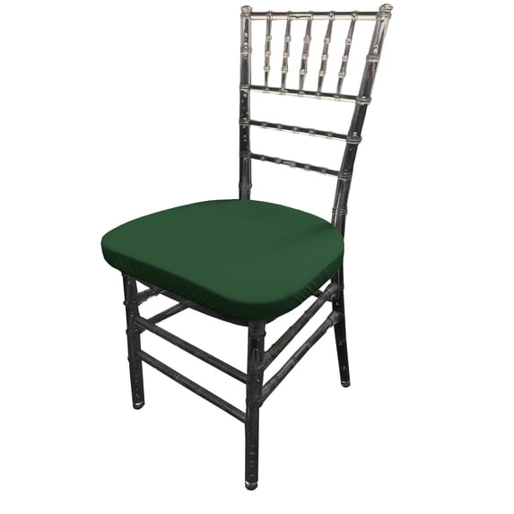 LA Linen Pack-4 Spandex Chiavari Chair Cushion Cover,Hunter Green
