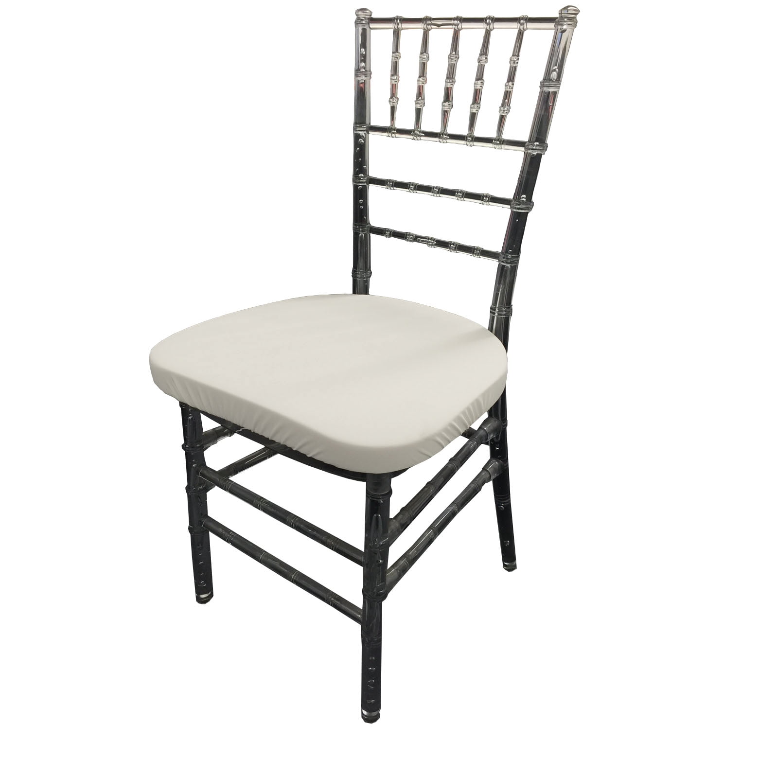 LA Linen Pack-4 Spandex Chiavari Chair Cushion Cover,White