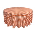 thumbnail image 1 of LA Linen Polyester Gingham Checkered 108-Inch Round Tablecloth, Orange and White, 1 of 7